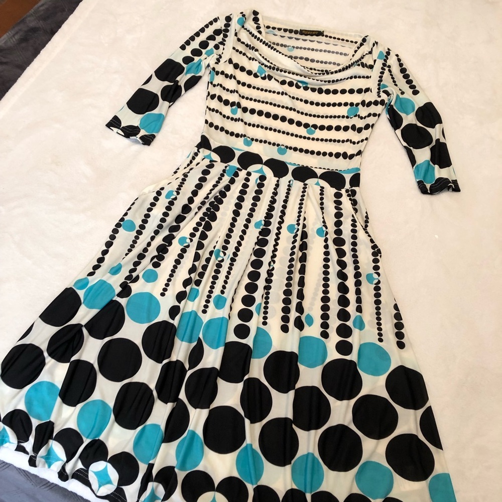 Reborn M cowl neck retro style polka dot dress